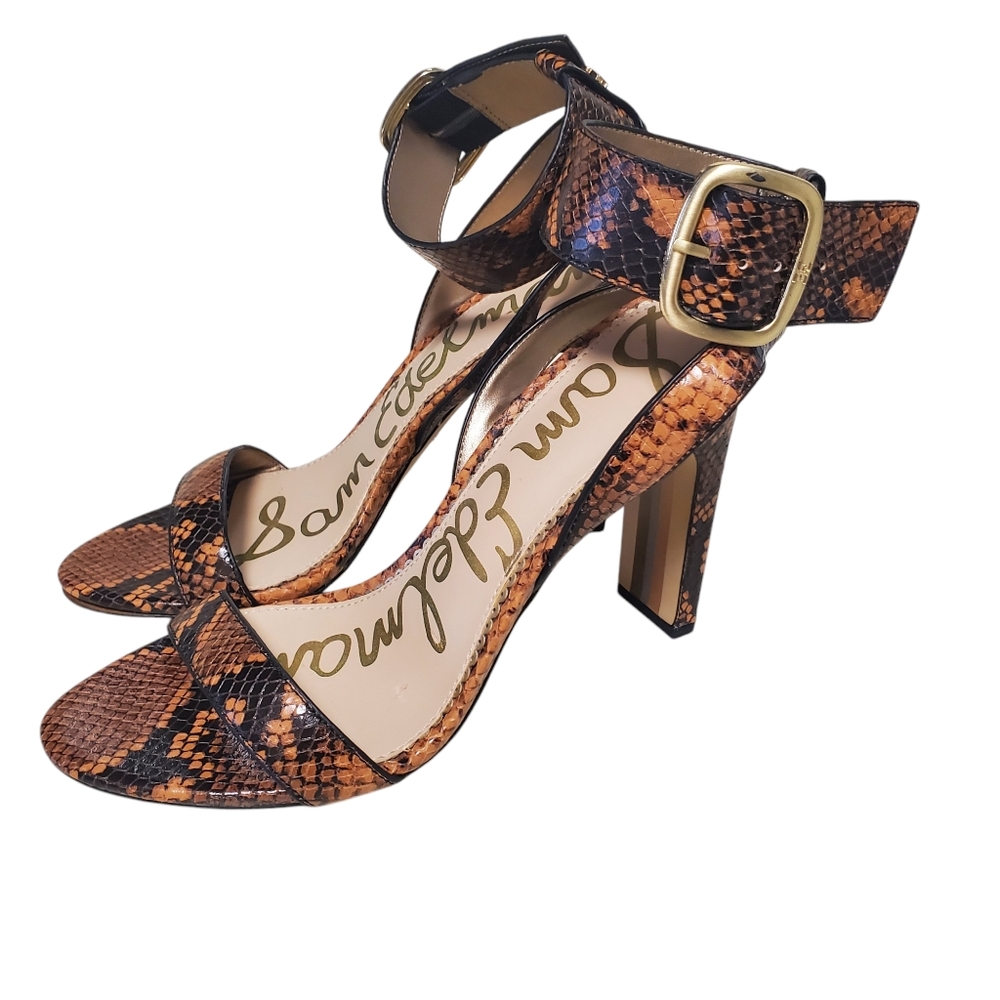 Sam Edelman Snake Block Heel Ankle Sandal